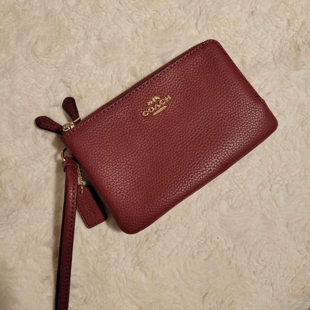 Coach double zip wallet